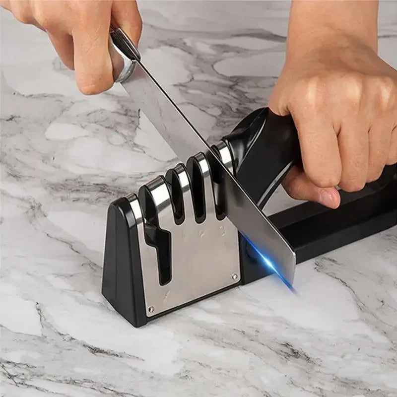 Afilador de cuchillos 4 en 1, multifuncional, portátil y con base antideslizante. Ideal para el hogar.