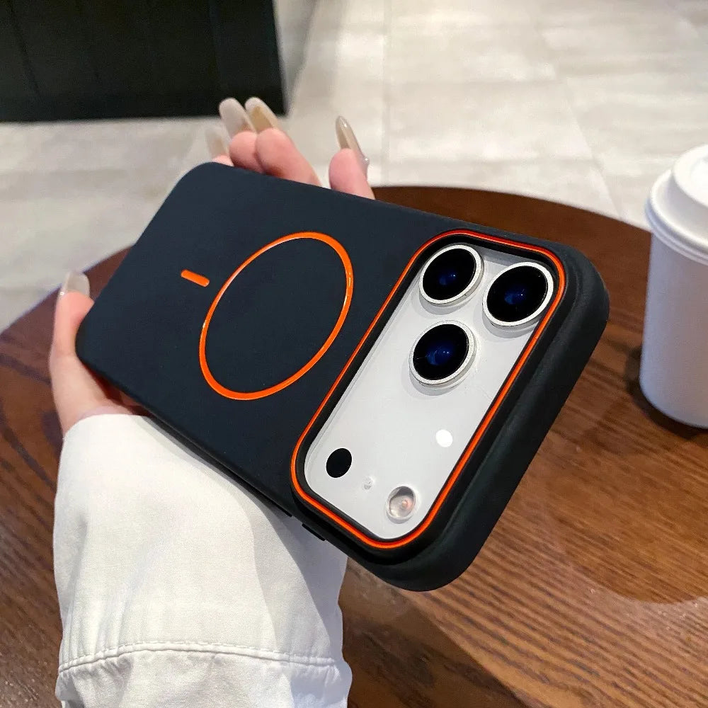Funda de teléfono suave mate magnética de lujo para iPhone 17 Pro Max Air 16E 15 14 13 12 11 17 Shockproof MagSafe Wireless Charging Cover